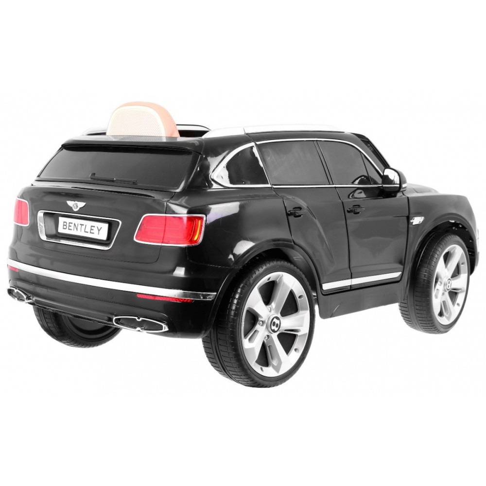 JOKO Elektrické autíčko Bentley Bentayga, penové kolesá, kožené sedadlo, FM rádio, čierne