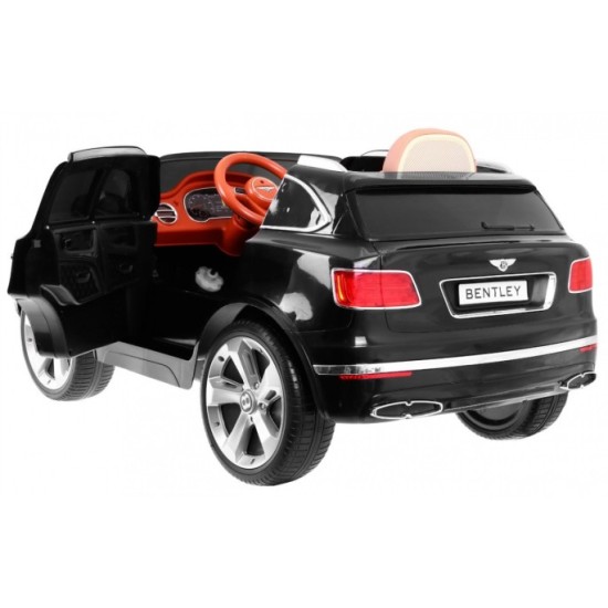 JOKO Elektrické autíčko Bentley Bentayga, penové kolesá, kožené sedadlo, FM rádio, čierne