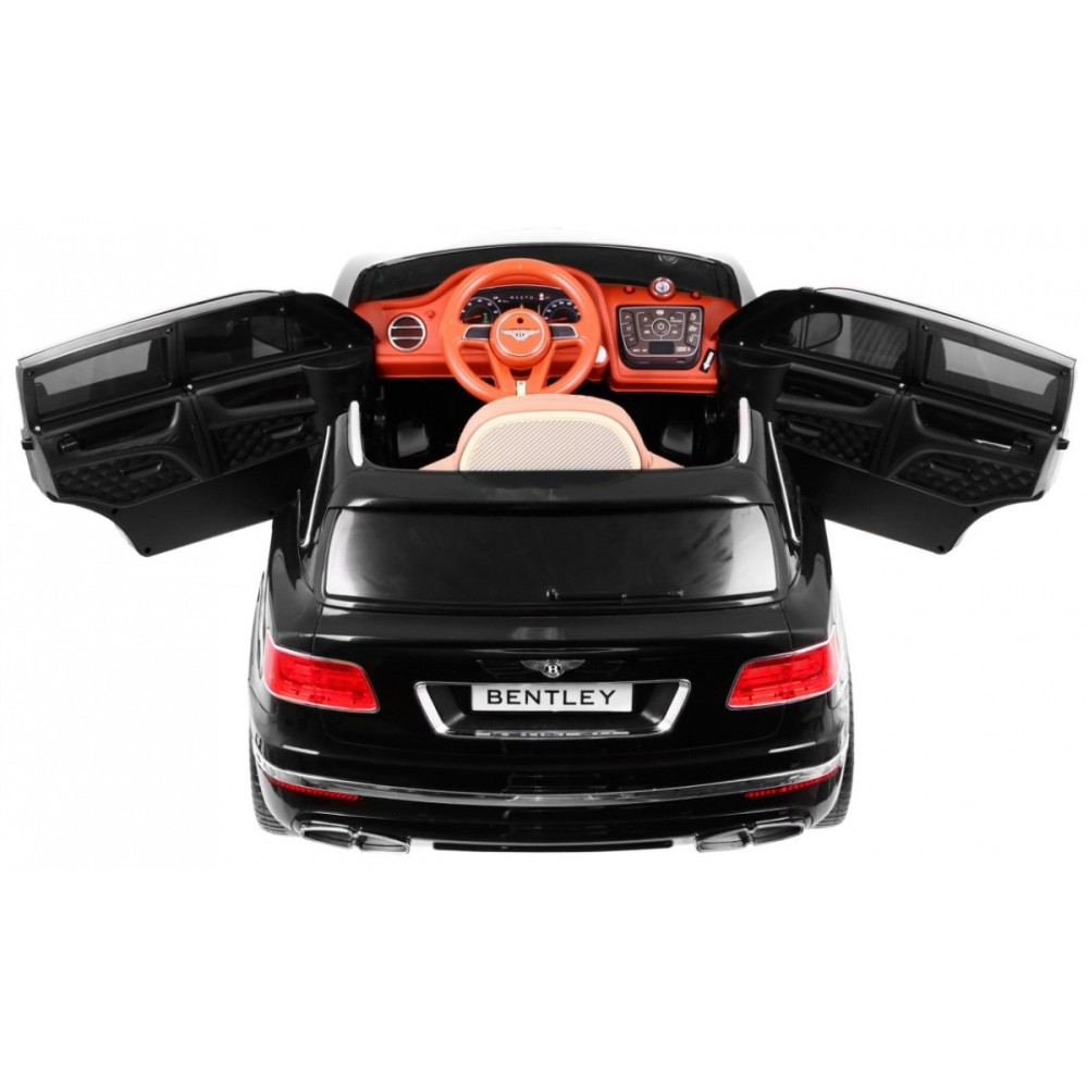 JOKO Elektrické autíčko Bentley Bentayga, penové kolesá, kožené sedadlo, FM rádio, čierne