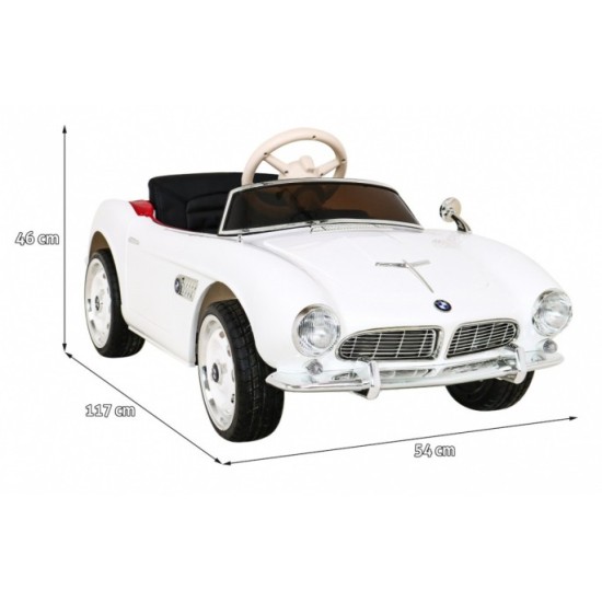 JOKO Elektrické autíčko BMW 507 Retro, penové kolesá, kožené sedadlo, USB, MP3, biele