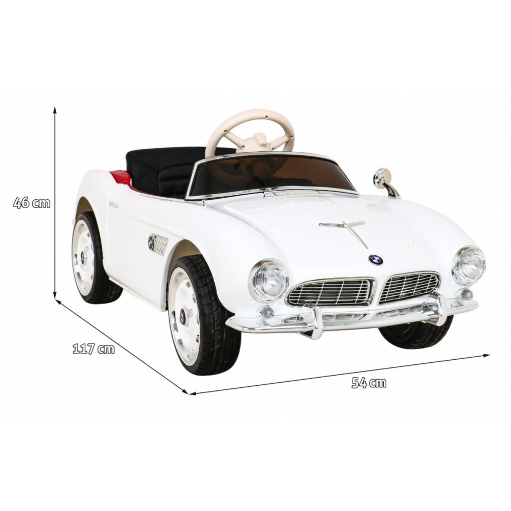 JOKO Elektrické autíčko BMW 507 Retro, penové kolesá, kožené sedadlo, USB, MP3, biele