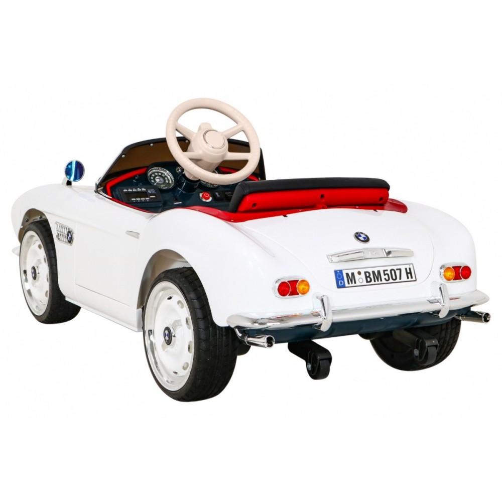 JOKO Elektrické autíčko BMW 507 Retro, penové kolesá, kožené sedadlo, USB, MP3, biele
