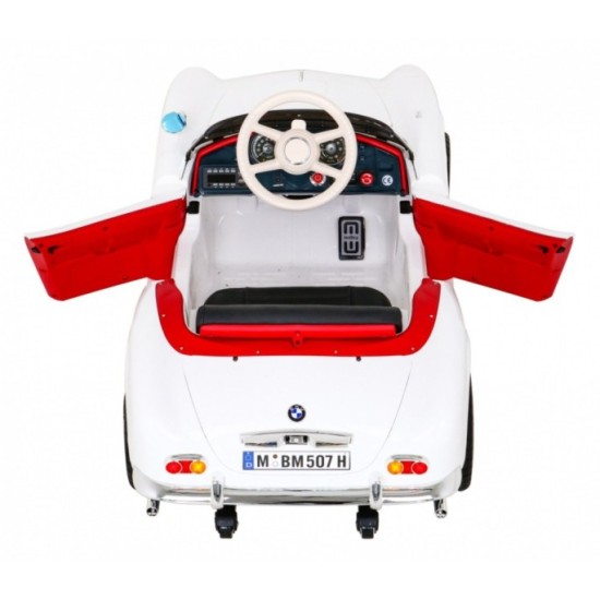 JOKO Elektrické autíčko BMW 507 Retro, penové kolesá, kožené sedadlo, USB, MP3, biele