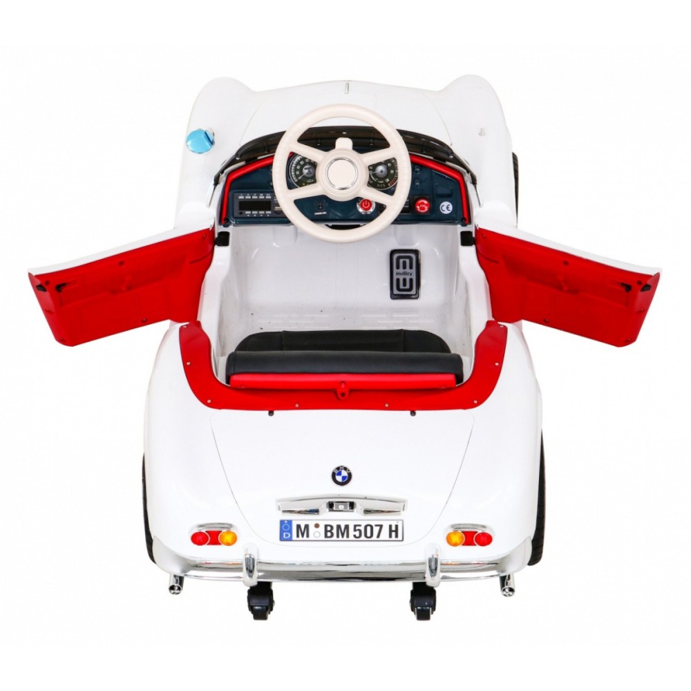 JOKO Elektrické autíčko BMW 507 Retro, penové kolesá, kožené sedadlo, USB, MP3, biele