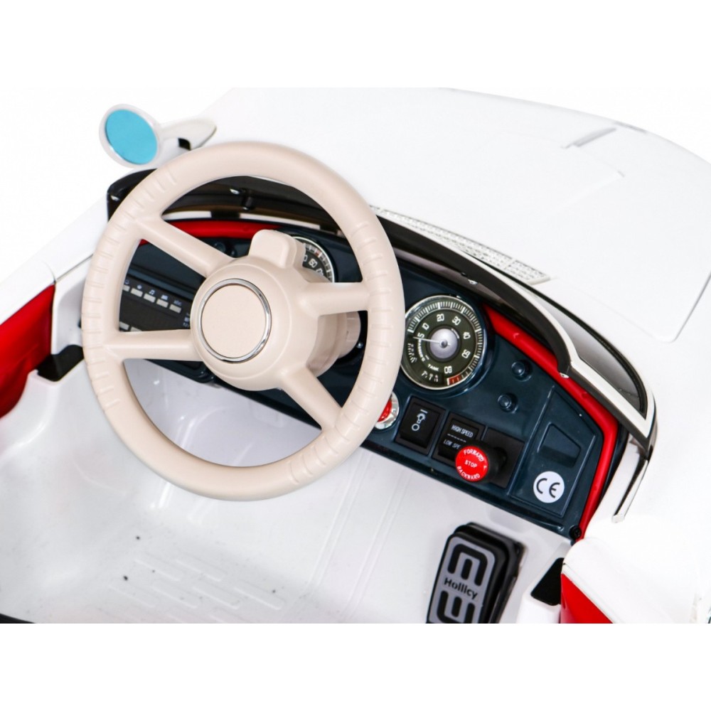 JOKO Elektrické autíčko BMW 507 Retro, penové kolesá, kožené sedadlo, USB, MP3, biele