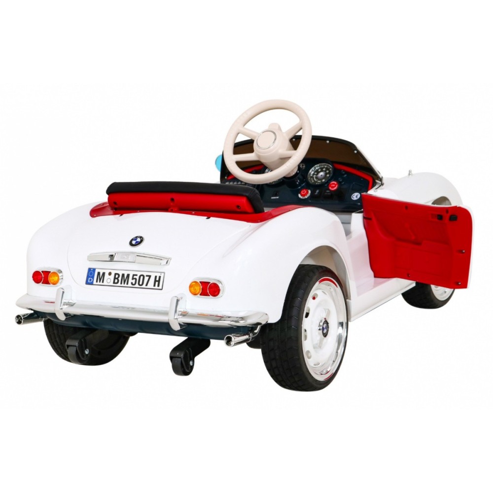 JOKO Elektrické autíčko BMW 507 Retro, penové kolesá, kožené sedadlo, USB, MP3, biele