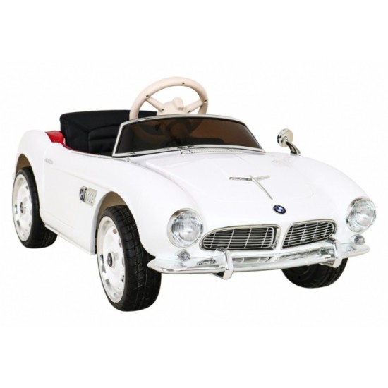 JOKO Elektrické autíčko BMW 507 Retro, penové kolesá, kožené sedadlo, USB, MP3, biele