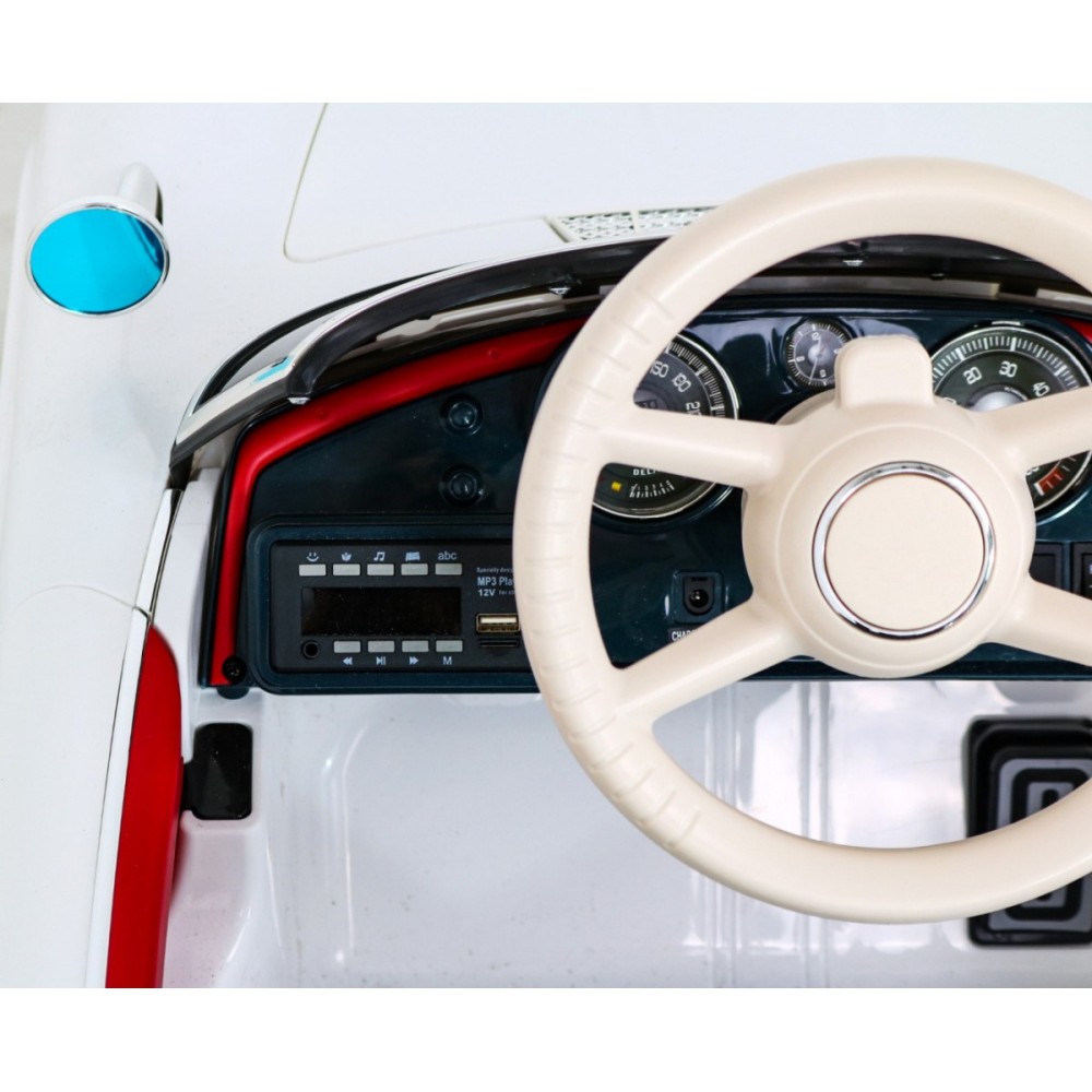JOKO Elektrické autíčko BMW 507 Retro, penové kolesá, kožené sedadlo, USB, MP3, biele