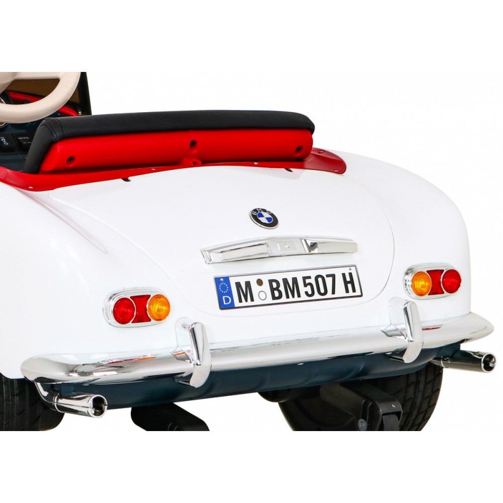 JOKO Elektrické autíčko BMW 507 Retro, penové kolesá, kožené sedadlo, USB, MP3, biele