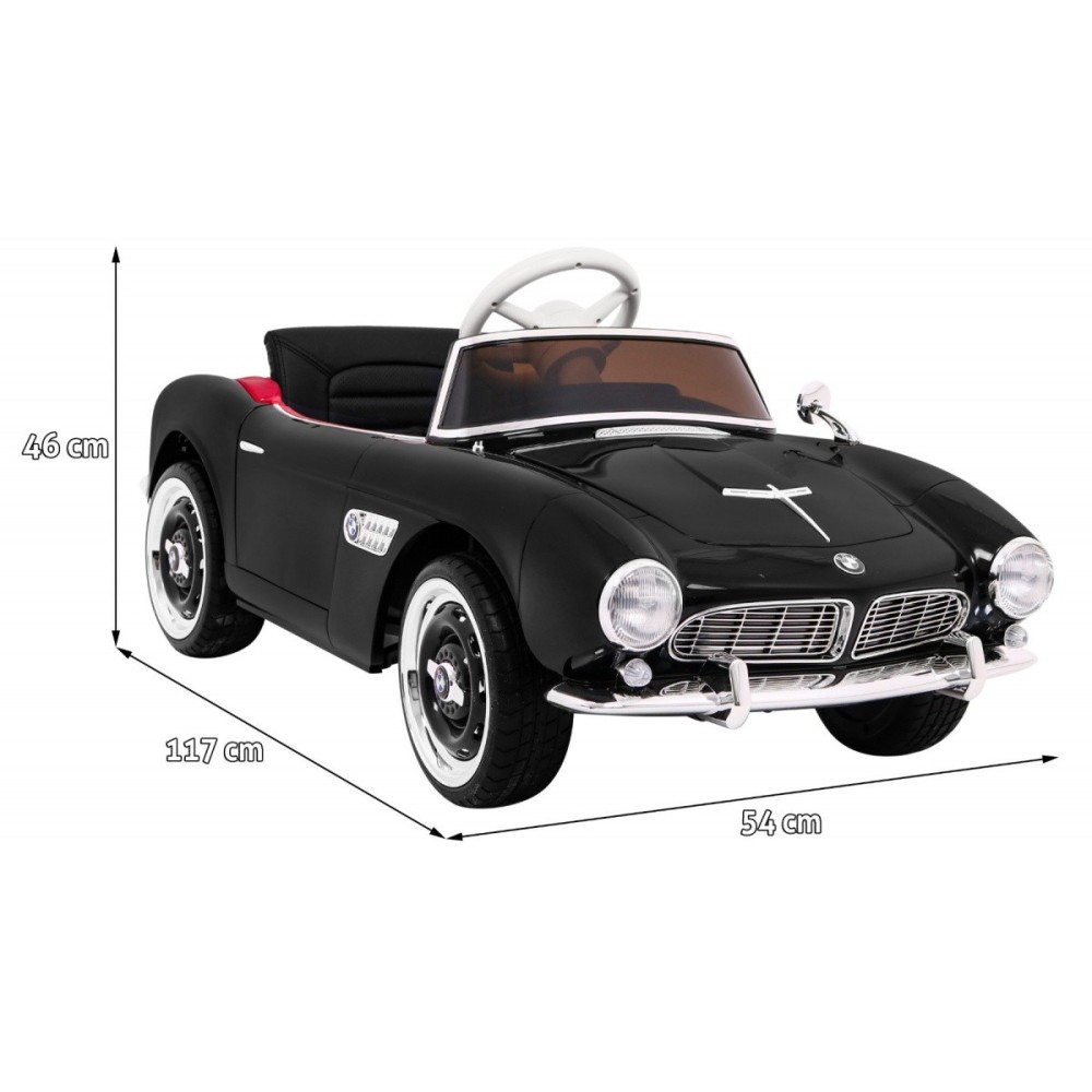JOKO Elektrické autíčko BMW 507 Retro, penové kolesá, kožené sedadlo, USB, MP3, čierne