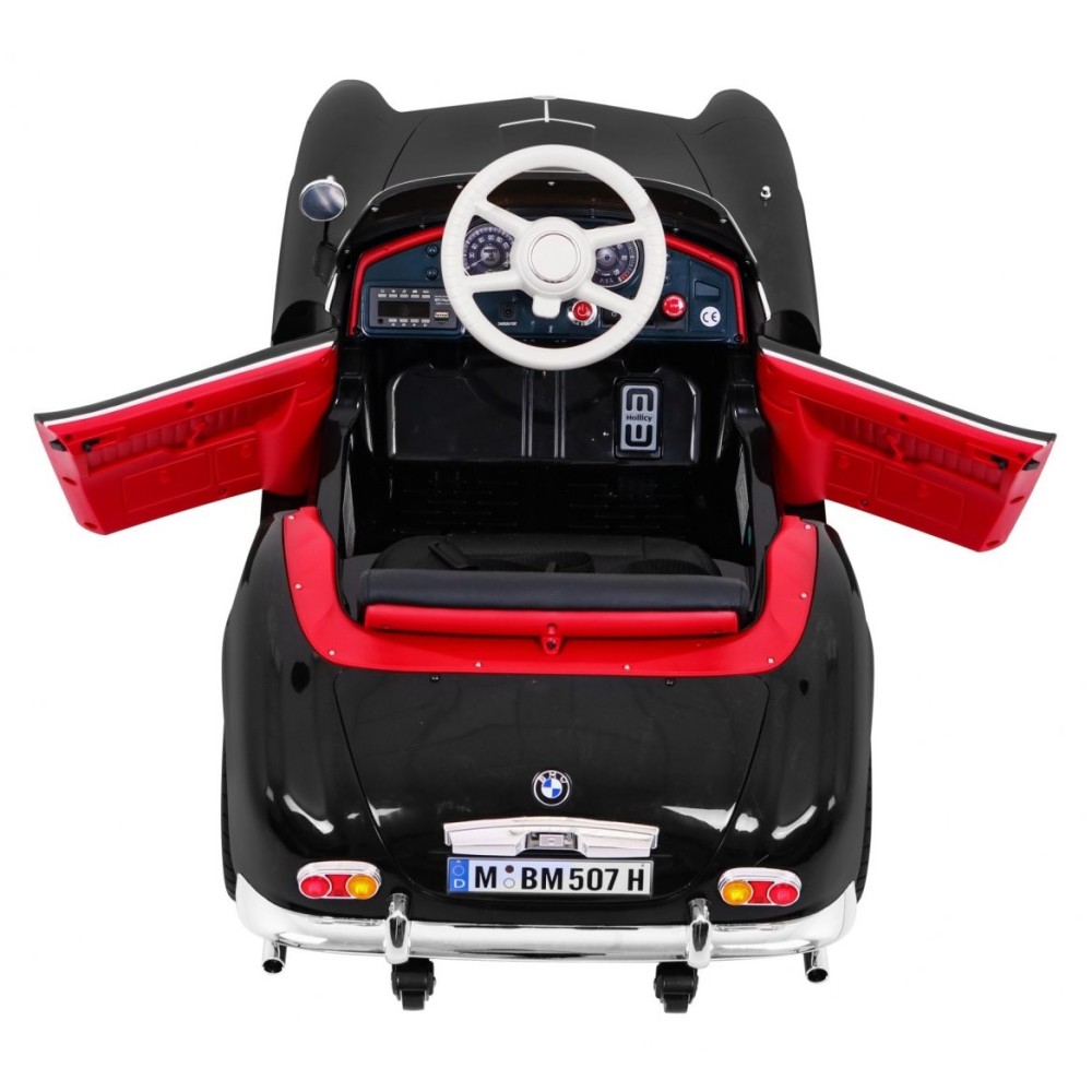 JOKO Elektrické autíčko BMW 507 Retro, penové kolesá, kožené sedadlo, USB, MP3, čierne