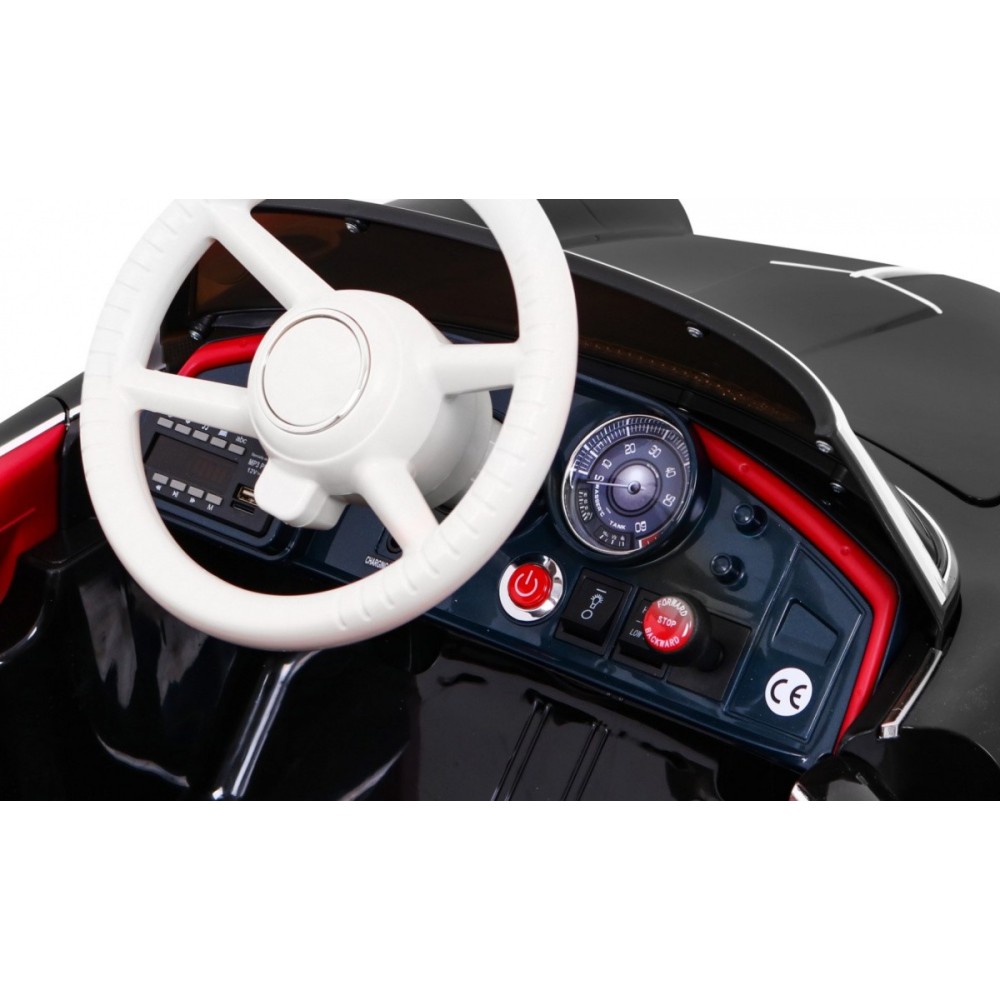 JOKO Elektrické autíčko BMW 507 Retro, penové kolesá, kožené sedadlo, USB, MP3, čierne