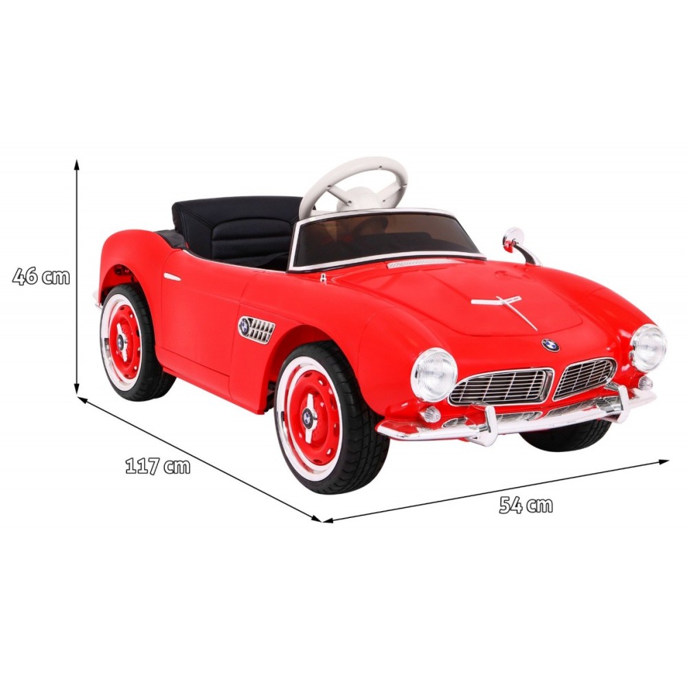 JOKO Elektrické autíčko BMW 507 Retro, penové kolesá, kožené sedadlo, USB, MP3, červené