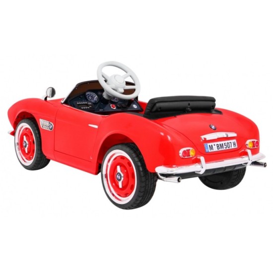 JOKO Elektrické autíčko BMW 507 Retro, penové kolesá, kožené sedadlo, USB, MP3, červené