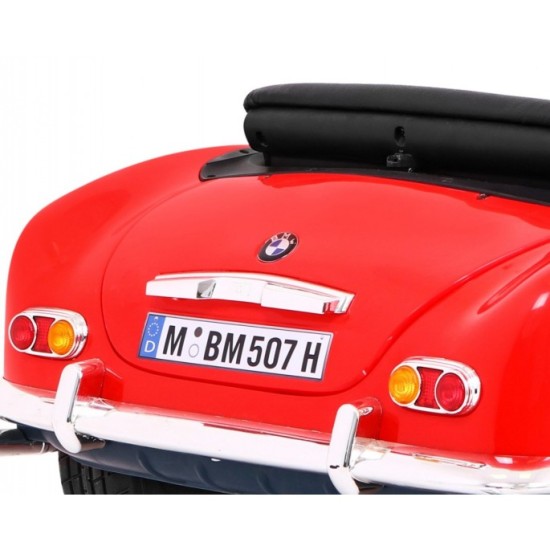 JOKO Elektrické autíčko BMW 507 Retro, penové kolesá, kožené sedadlo, USB, MP3, červené