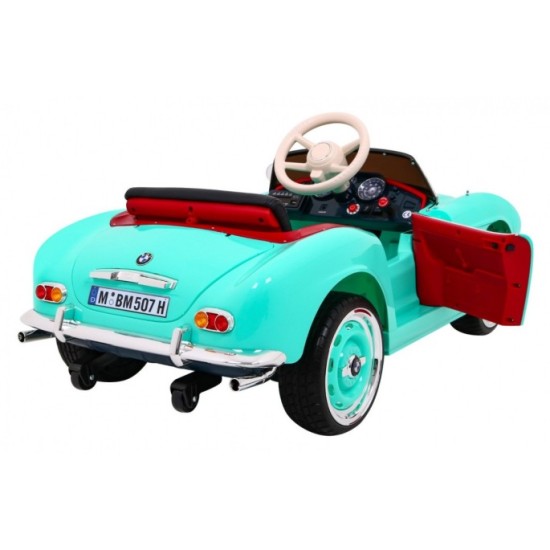 JOKO Elektrické autíčko BMW 507 Retro, penové kolesá, kožené sedadlo, USB, MP3, zelené