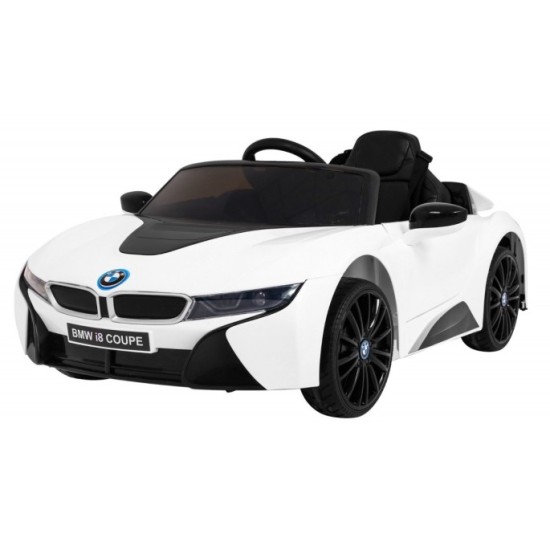 JOKO Elektrické autíčko BMW I8 COUPE LIFT, penové kolesá, kožené sedadlo, USB, MP3, biele