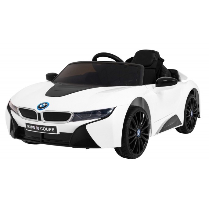 JOKO Elektrické autíčko BMW I8 COUPE LIFT, penové kolesá, kožené sedadlo, USB, MP3, biele