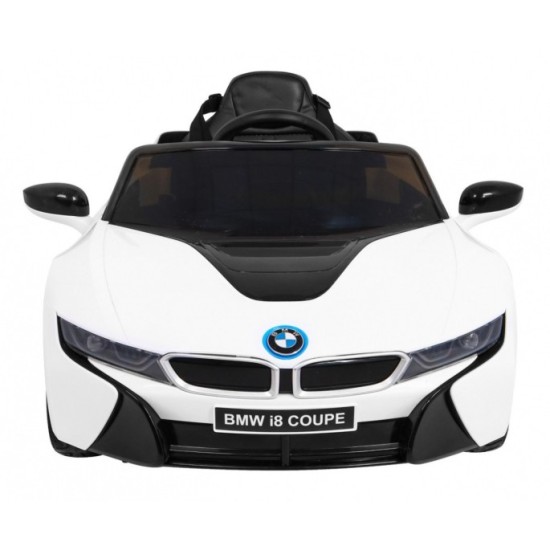 JOKO Elektrické autíčko BMW I8 COUPE LIFT, penové kolesá, kožené sedadlo, USB, MP3, biele