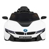 JOKO Elektrické autíčko BMW I8 COUPE LIFT, penové kolesá, kožené sedadlo, USB, MP3, biele