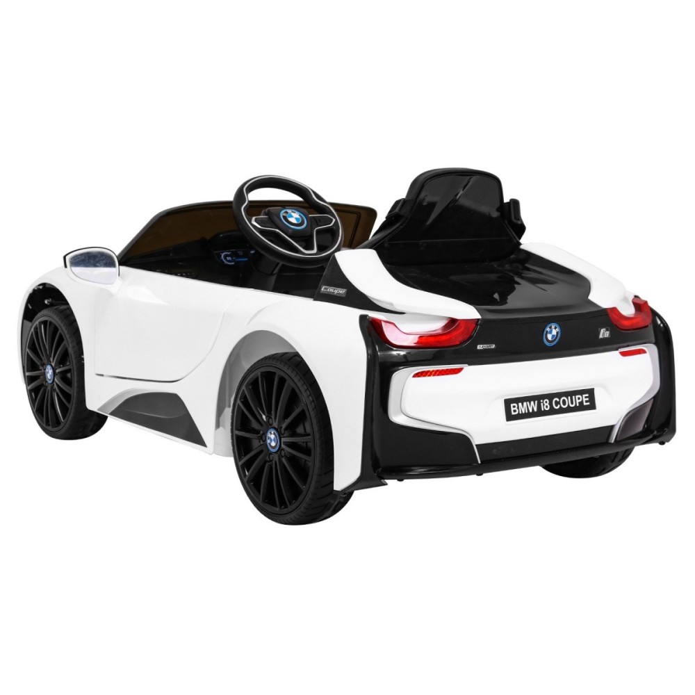 JOKO Elektrické autíčko BMW I8 COUPE LIFT, penové kolesá, kožené sedadlo, USB, MP3, biele