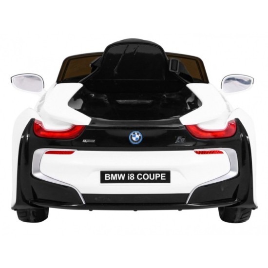 JOKO Elektrické autíčko BMW I8 COUPE LIFT, penové kolesá, kožené sedadlo, USB, MP3, biele