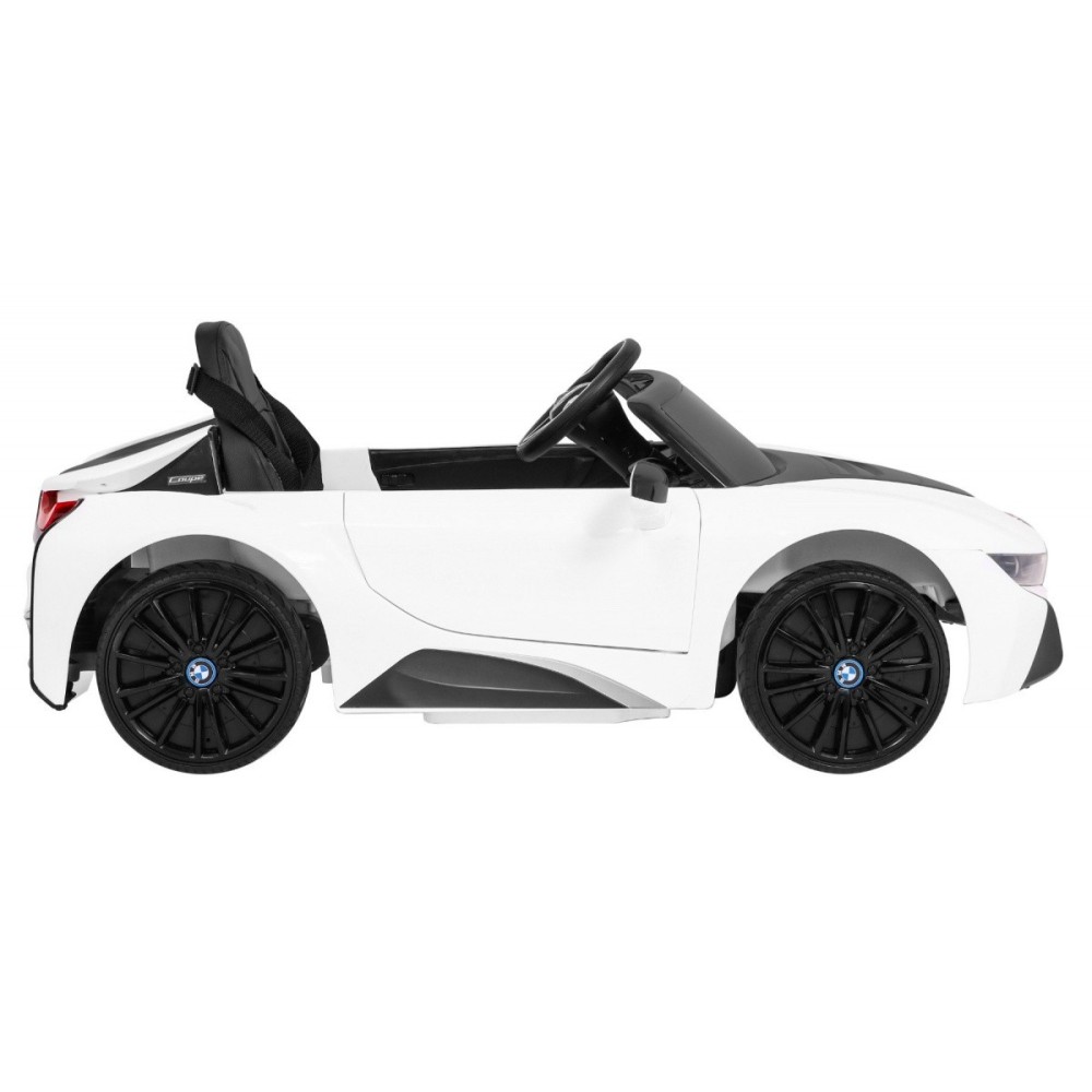 JOKO Elektrické autíčko BMW I8 COUPE LIFT, penové kolesá, kožené sedadlo, USB, MP3, biele