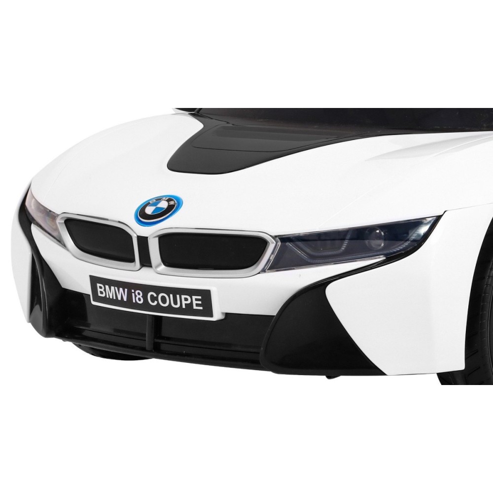 JOKO Elektrické autíčko BMW I8 COUPE LIFT, penové kolesá, kožené sedadlo, USB, MP3, biele