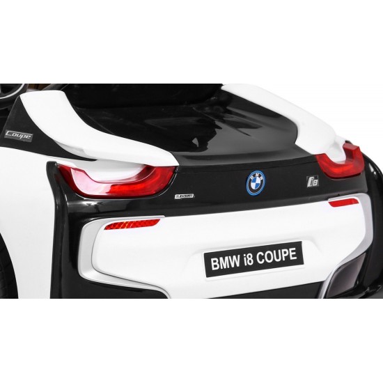 JOKO Elektrické autíčko BMW I8 COUPE LIFT, penové kolesá, kožené sedadlo, USB, MP3, biele