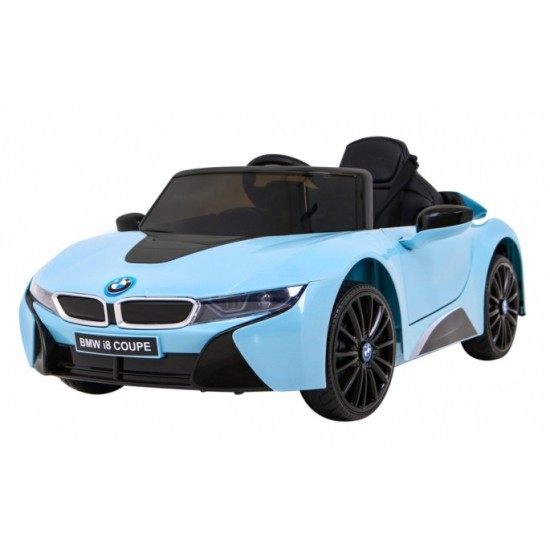 JOKO Elektrické autíčko BMW I8 COUPE LIFT, penové kolesá, kožené sedadlo, USB, MP3, modré