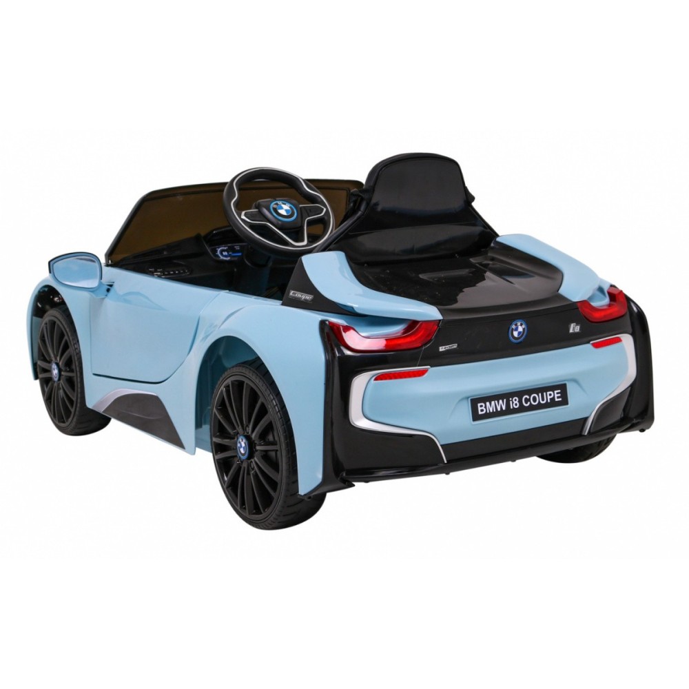 JOKO Elektrické autíčko BMW I8 COUPE LIFT, penové kolesá, kožené sedadlo, USB, MP3, modré