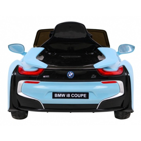 JOKO Elektrické autíčko BMW I8 COUPE LIFT, penové kolesá, kožené sedadlo, USB, MP3, modré
