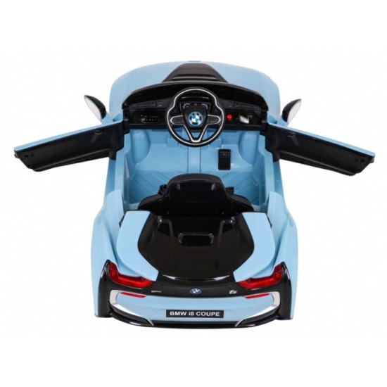 JOKO Elektrické autíčko BMW I8 COUPE LIFT, penové kolesá, kožené sedadlo, USB, MP3, modré