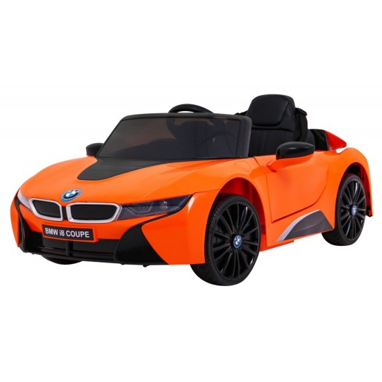 JOKO Elektrické autíčko BMW I8 COUPE LIFT, penové kolesá, kožené sedadlo, USB, MP3, oranžové
