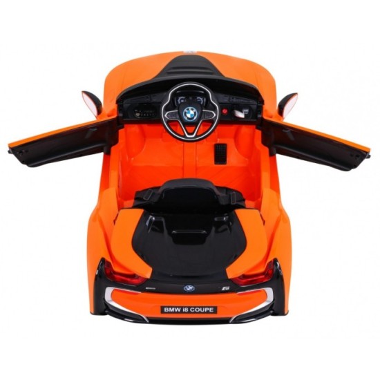 JOKO Elektrické autíčko BMW I8 COUPE LIFT, penové kolesá, kožené sedadlo, USB, MP3, oranžové