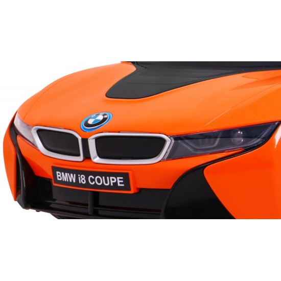 JOKO Elektrické autíčko BMW I8 COUPE LIFT, penové kolesá, kožené sedadlo, USB, MP3, oranžové