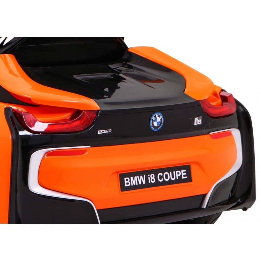 JOKO Elektrické autíčko BMW I8 COUPE LIFT, penové kolesá, kožené sedadlo, USB, MP3, oranžové