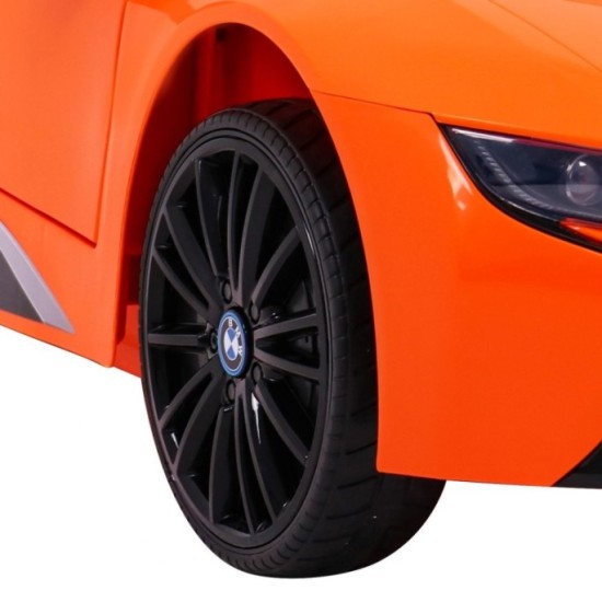 JOKO Elektrické autíčko BMW I8 COUPE LIFT, penové kolesá, kožené sedadlo, USB, MP3, oranžové
