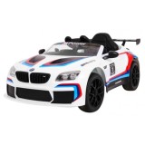 JOKO Elektrické autíčko BMW M6 GT3, penové kolesá, kožené sedadlo, USB, MP3, aktívna ventilácia biele