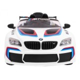JOKO Elektrické autíčko BMW M6 GT3, penové kolesá, kožené sedadlo, USB, MP3, aktívna ventilácia biele