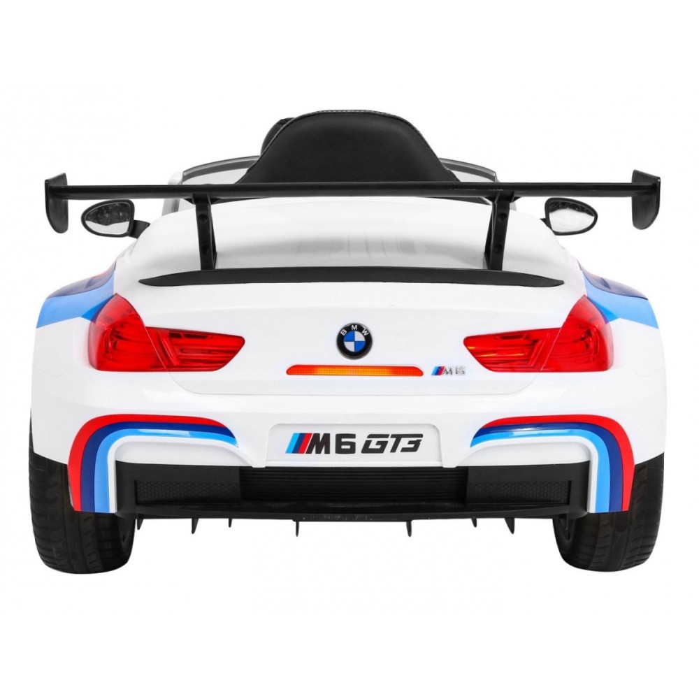 JOKO Elektrické autíčko BMW M6 GT3, penové kolesá, kožené sedadlo, USB, MP3, aktívna ventilácia biele