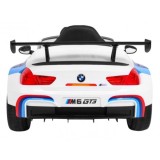 JOKO Elektrické autíčko BMW M6 GT3, penové kolesá, kožené sedadlo, USB, MP3, aktívna ventilácia biele