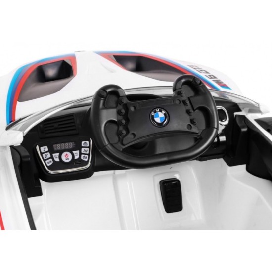 JOKO Elektrické autíčko BMW M6 GT3, penové kolesá, kožené sedadlo, USB, MP3, aktívna ventilácia biele