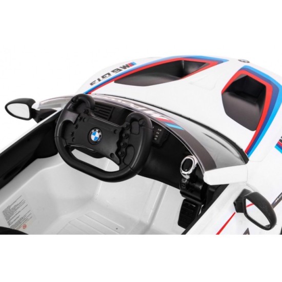 JOKO Elektrické autíčko BMW M6 GT3, penové kolesá, kožené sedadlo, USB, MP3, aktívna ventilácia biele