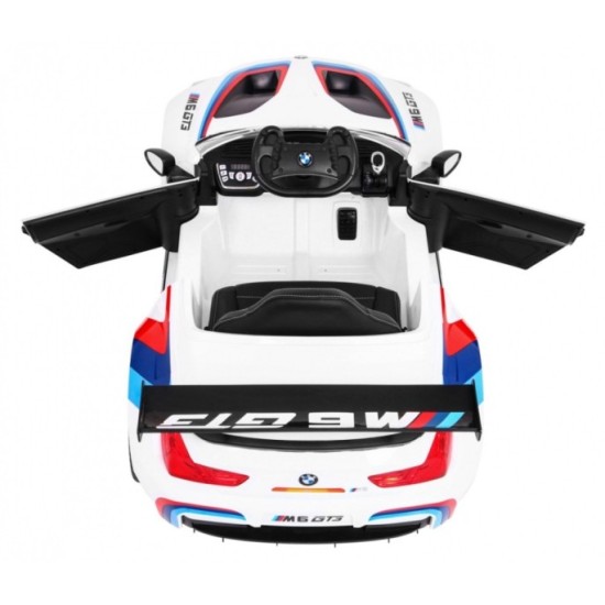 JOKO Elektrické autíčko BMW M6 GT3, penové kolesá, kožené sedadlo, USB, MP3, aktívna ventilácia biele