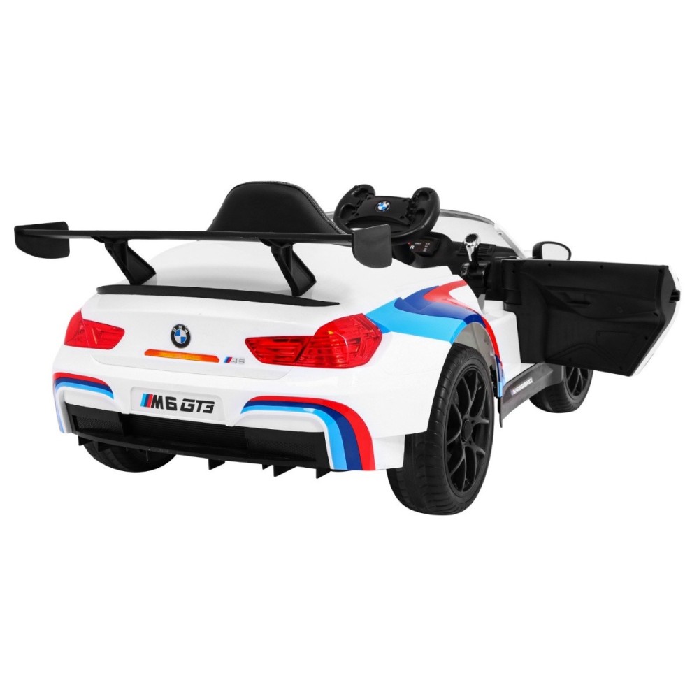 JOKO Elektrické autíčko BMW M6 GT3, penové kolesá, kožené sedadlo, USB, MP3, aktívna ventilácia biele