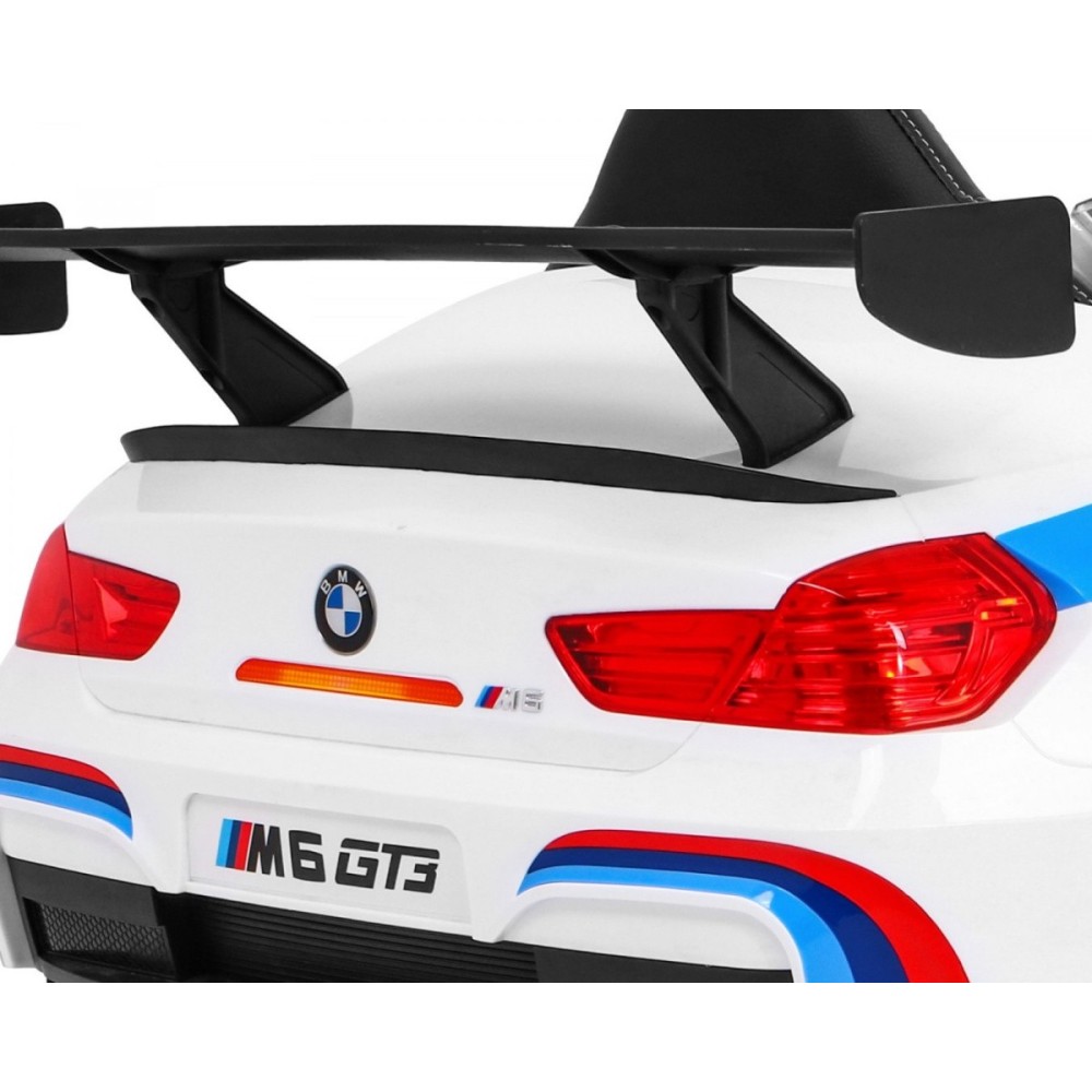 JOKO Elektrické autíčko BMW M6 GT3, penové kolesá, kožené sedadlo, USB, MP3, aktívna ventilácia biele