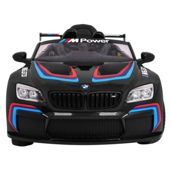 JOKO Elektrické autíčko BMW M6 GT3, penové kolesá, kožené sedadlo, USB, MP3, aktívna ventilácia, čierne