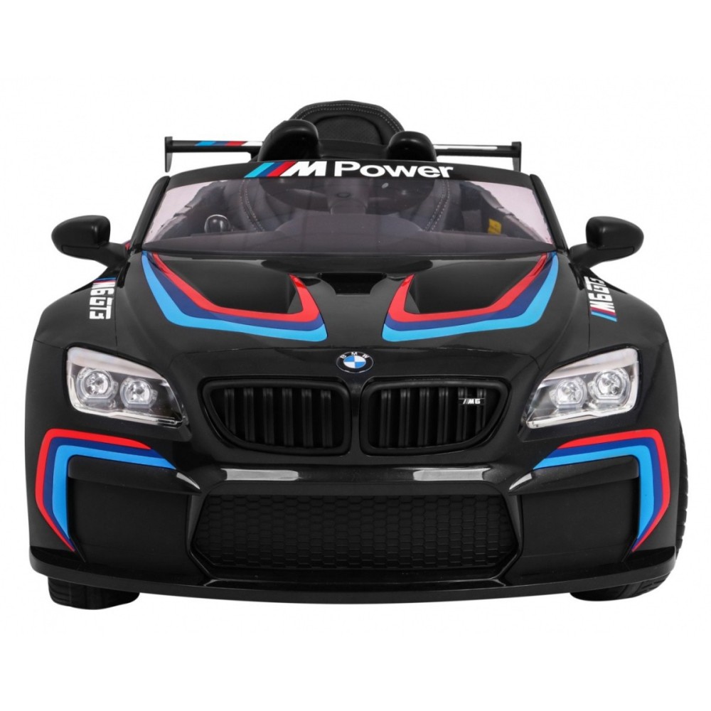 JOKO Elektrické autíčko BMW M6 GT3, penové kolesá, kožené sedadlo, USB, MP3, aktívna ventilácia, čierne