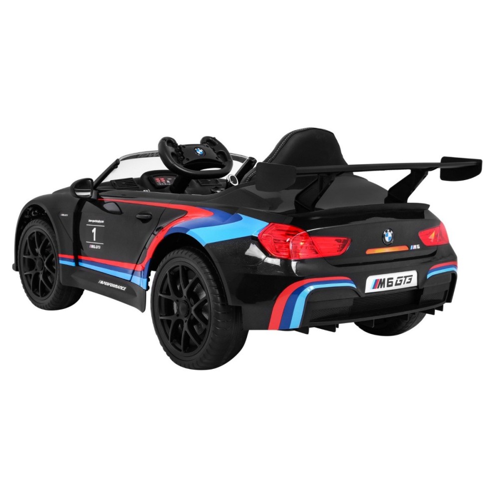 JOKO Elektrické autíčko BMW M6 GT3, penové kolesá, kožené sedadlo, USB, MP3, aktívna ventilácia, čierne